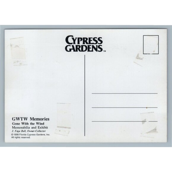 Postcard Gone With The Wind Memorabilia & Exhibit Cypress Gardens 1998 Collectib - Picture 2 of 4